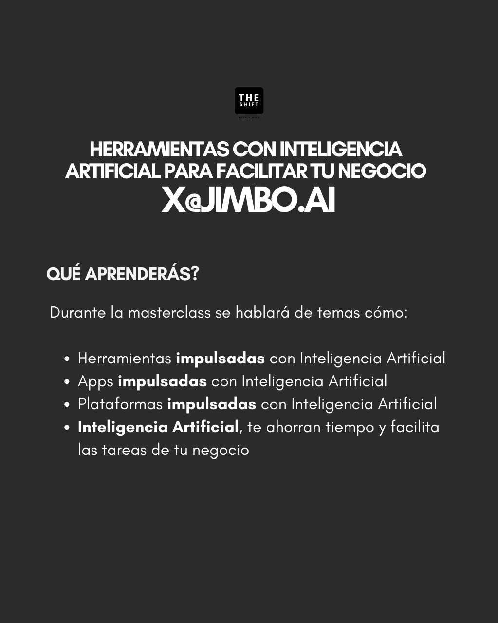 Masterclass: Herramientas con Inteligencia Artificial para Facilitar tu Negocio x Jimbo